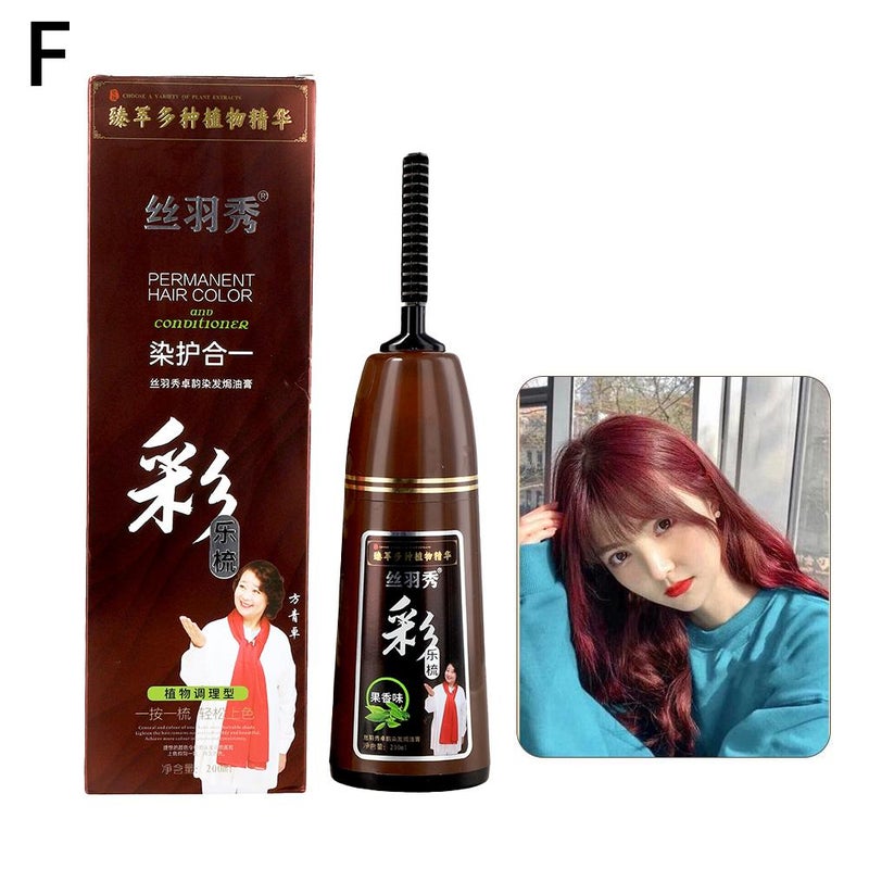 200ml Nanjing Tongrentang Pure Plant Hair Dye, Household Multi-Color Hair Dye with Whitening Cap, Foaming Hair Dye, Hair Coloring Comb, Hair Treatment Cream